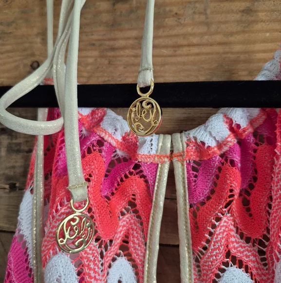 Luli Fama Flamingo Beach Halter Tie Mini Beach Dress Cover-Up - Picture 7 of 15